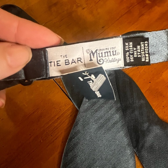 The Tie Bar Elegant Blue Bow Tie - Picture 3 of 6